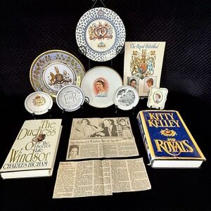 Royal Family Collectibles - 11 Items:Plates, Trinket Dishes,Books, C&D Betrothal